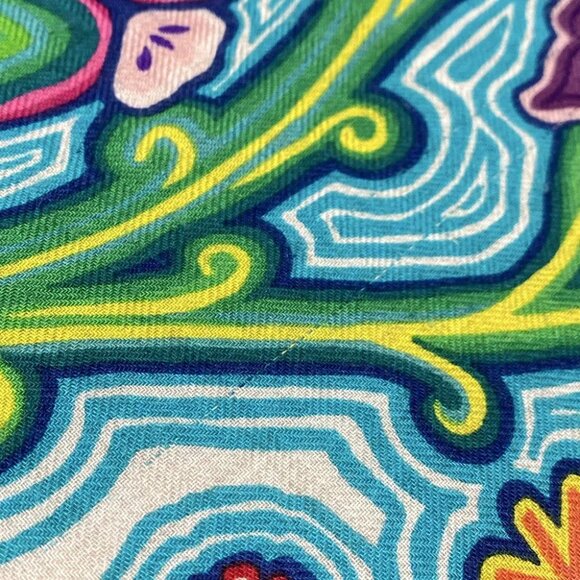 Auth HERMES Carrejean/Shawl Carre 140 - Blue Multi Cashmere Silk Scarf - Picture 6 of 6